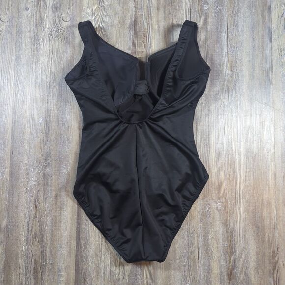 Miraclesuit Escape One Piece Swimsuit Black Underwire Slimming Ruched Size 14 - Picture 7 of 11